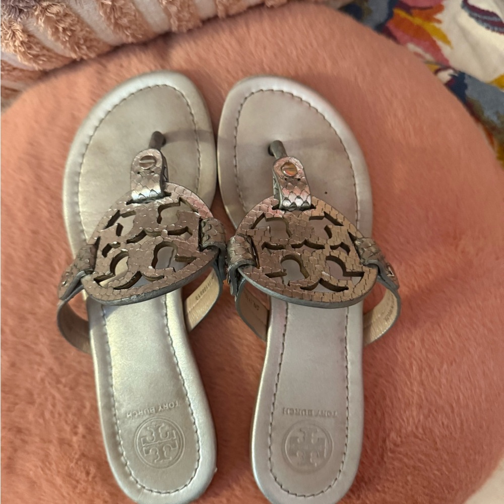 Tory Burch Metallic Silver Sandals